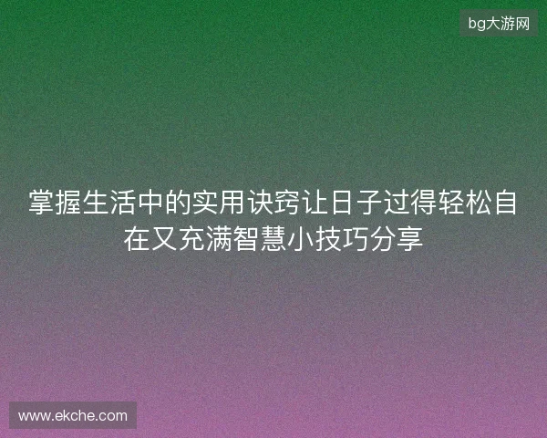 掌握生活中的实用诀窍让日子过得轻松自在又充满智慧小技巧分享 掌握生活中的实用诀窍让日子过得轻松自在又充满智慧小技巧分享