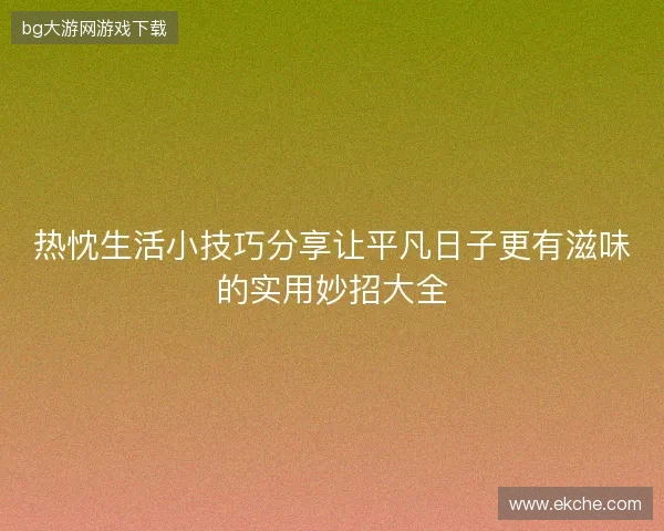 热忱生活小技巧分享让平凡日子更有滋味的实用妙招大全